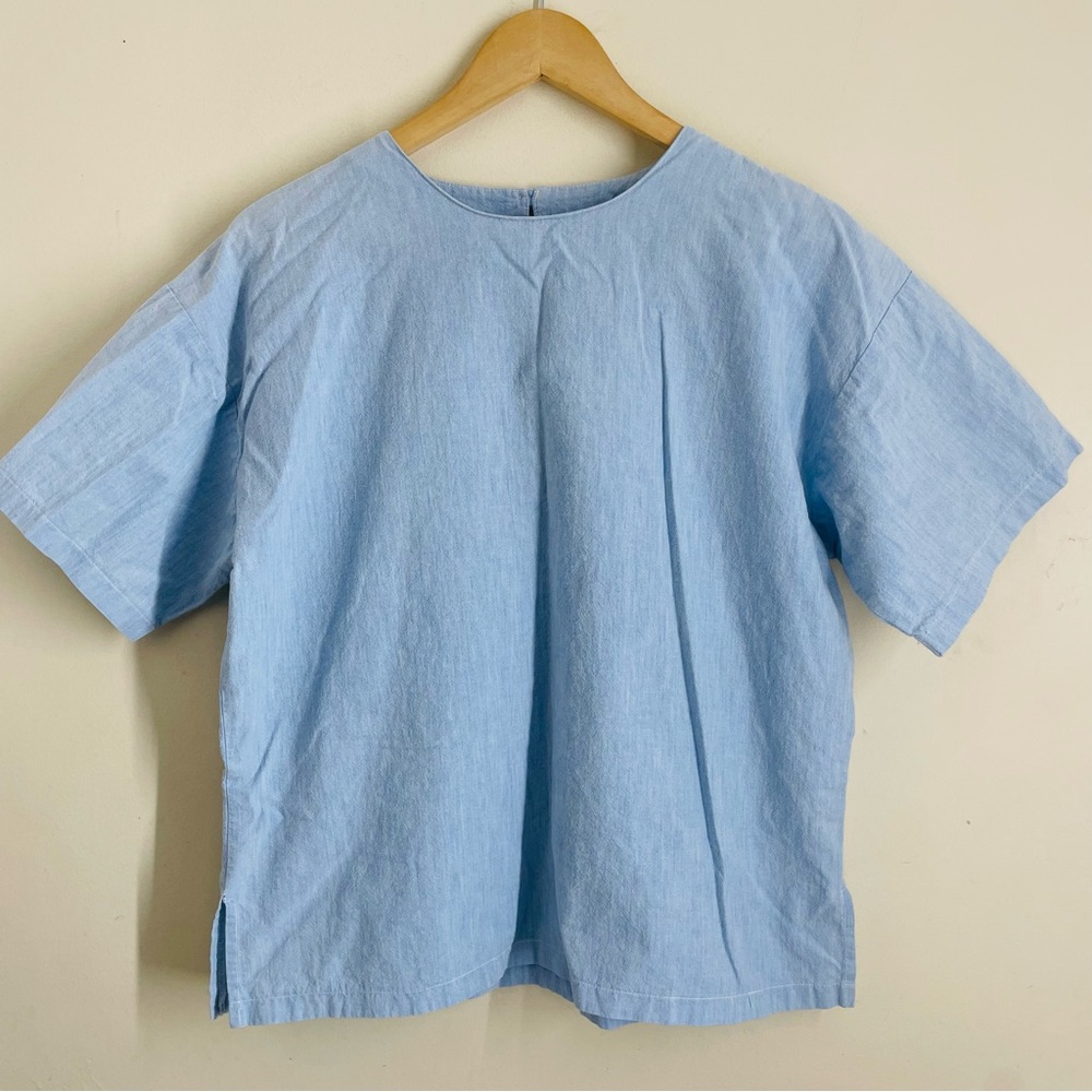 Vintage Windridge Light Blue Cotton Chambray Top size M Made in USA